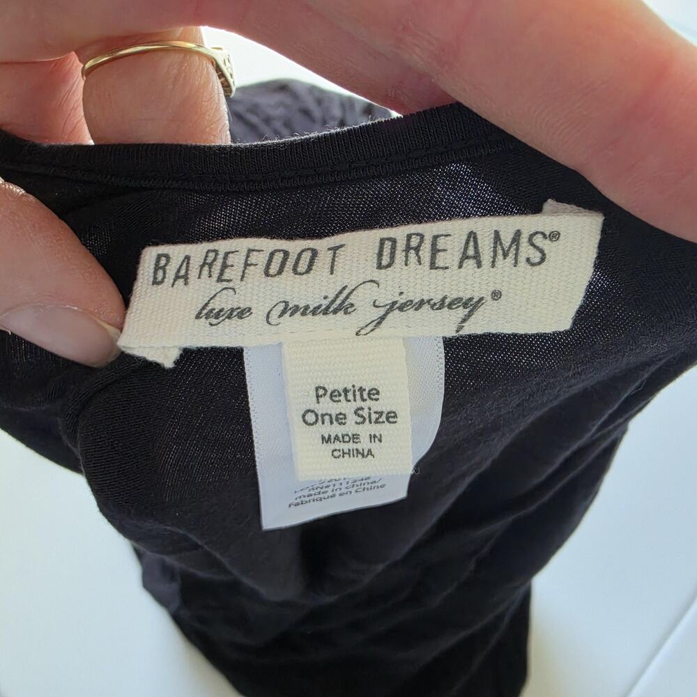 Barefoot Dreams Gown Womens Petite One Size Black Luxe Milk Jersey Kaftan Sleep - Picture 3 of 7
